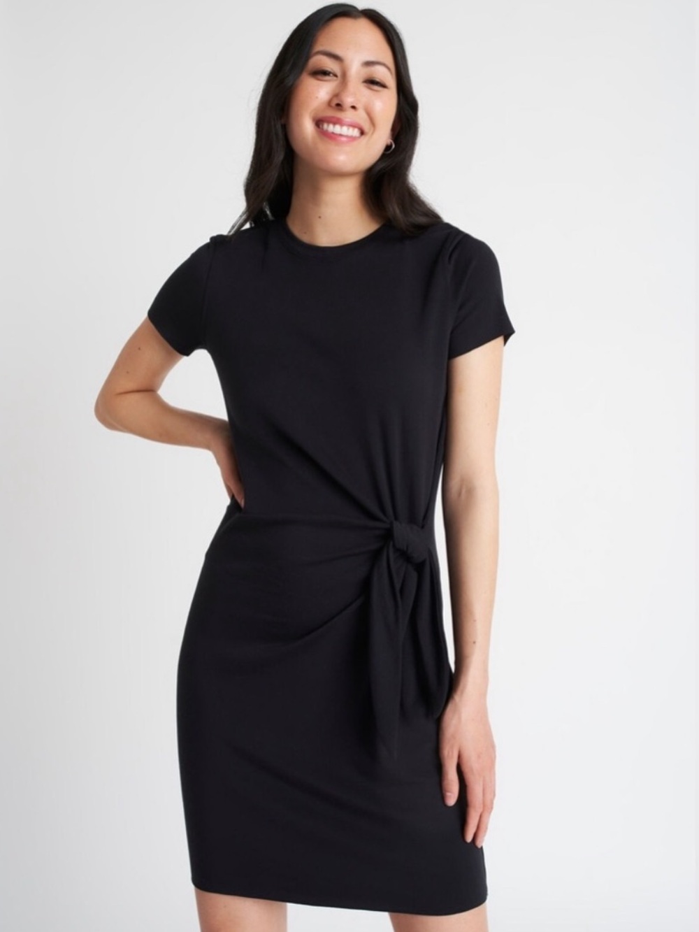 Kit and Ace W’s Sz S Relaxed Tie-Waist Short Sleeve Dress in Black